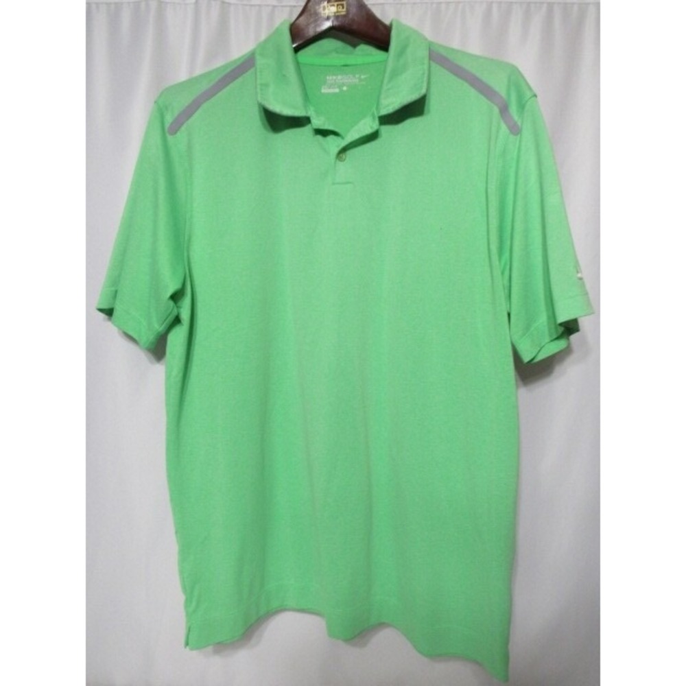 Nike Golf Dri-Fit Polyester Mens L Green Polo Shirt Performance Lightweight
